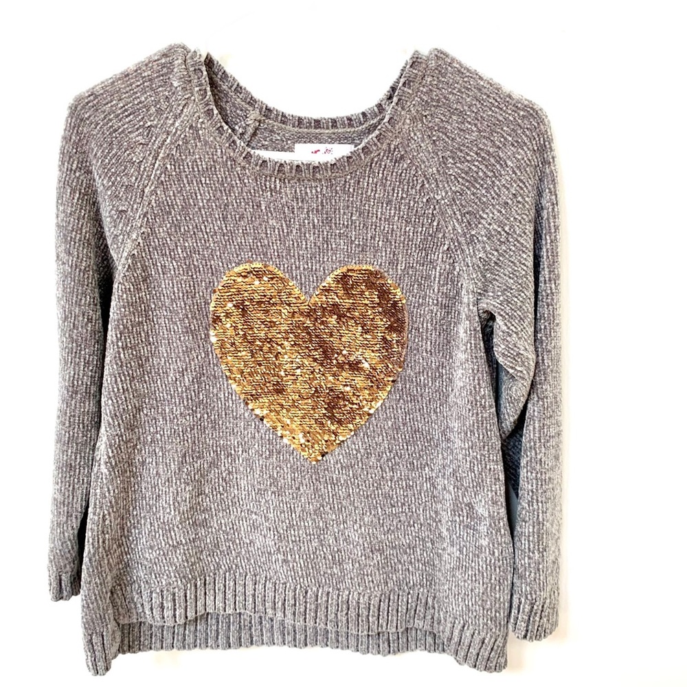Justice Sequin Heart Sweater